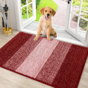 Smiry Dog Door Mat for Muddy Paws, Absorbs Moisture and Dirt, Low-Profile Entryway Mat with Non-Slip Backing, Entry Indoor Outdoor Doormat for Inside Floor (30x20 Inches, Burgundy)
