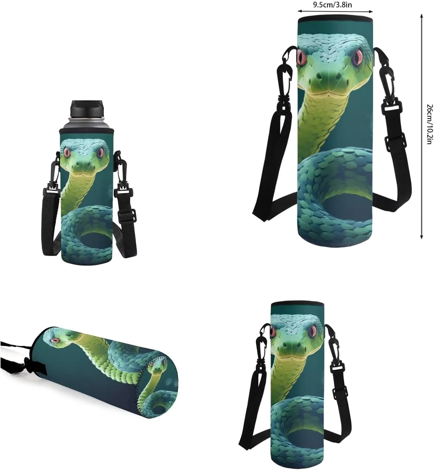 Snake Backpack for Girls Kids Backpack with Lunch Box Water Bottle Pouch and Pencil Holder for Classroom 4Pcs Set 17" Lightweight Elementary Bookbag Large Capacity School Bag with Side Pocket