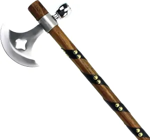 Snake Eye Tactical Native American Peace Pipe Tomahawk Axe 18.75-Inches Overall Length (Silver & Brown 3128)