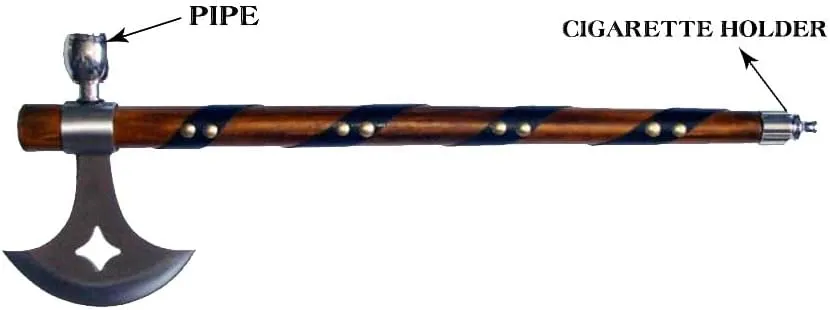 Snake Eye Tactical Native American Peace Pipe Tomahawk Axe 18.75-Inches Overall Length (Silver & Brown 3128)