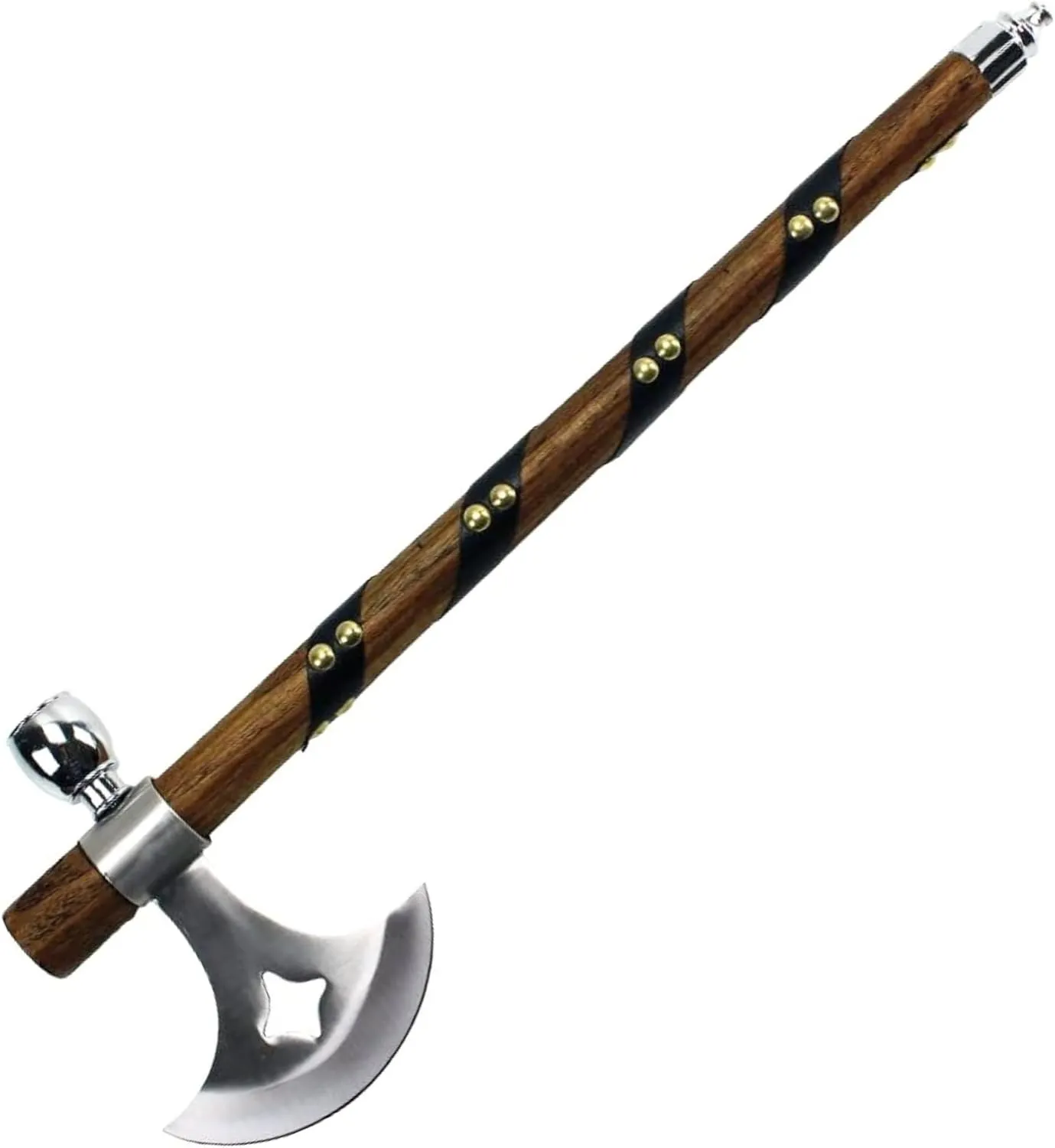Snake Eye Tactical Native American Peace Pipe Tomahawk Axe 18.75-Inches Overall Length (Silver & Brown 3128)