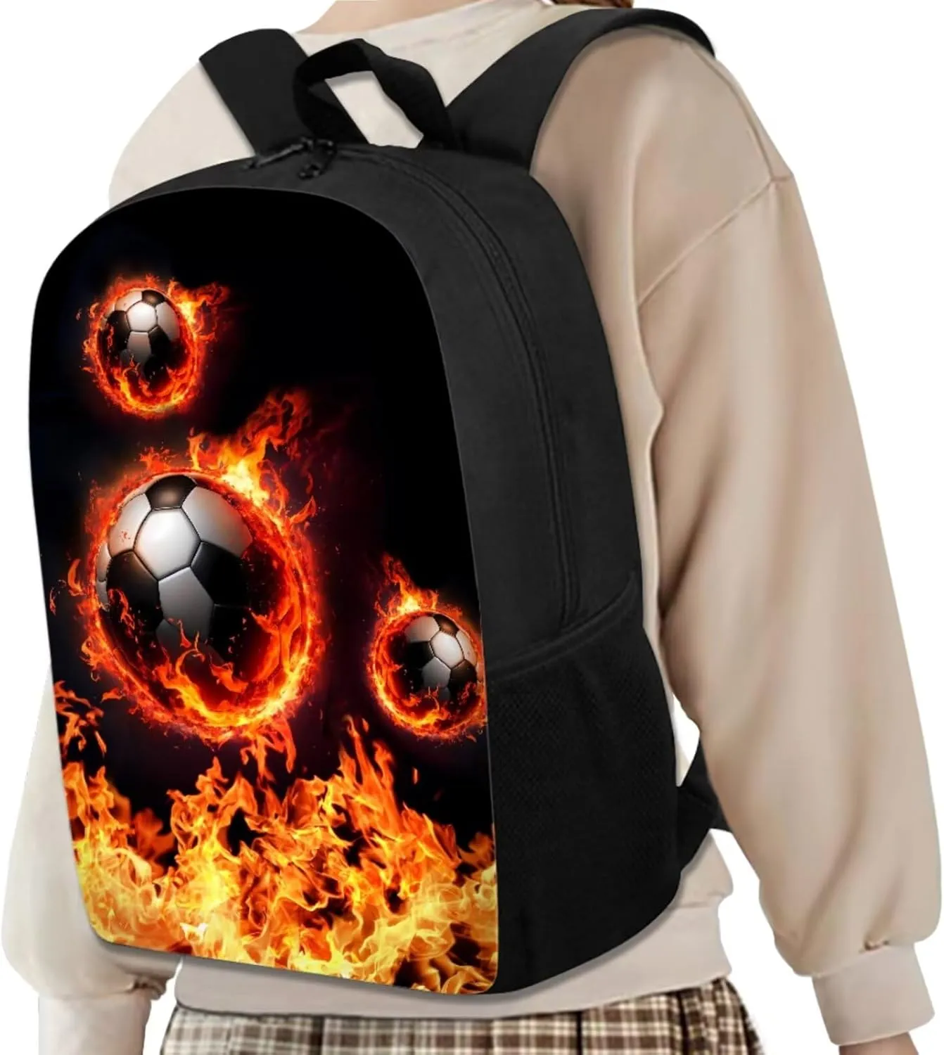Soccer Backpack for Boys Kids Backpack with Lunch Box Water Bottle Holder and Pen Holder 4 in 1 Cool Bookbag Set for School Teens 17 inch Sturdy School Bag with Side Pocket for Elementary Boys