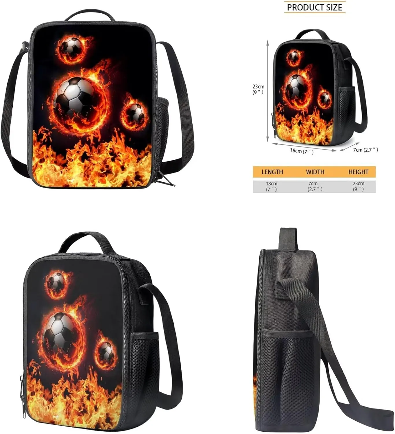 Soccer Backpack for Boys Kids Backpack with Lunch Box Water Bottle Holder and Pen Holder 4 in 1 Cool Bookbag Set for School Teens 17 inch Sturdy School Bag with Side Pocket for Elementary Boys