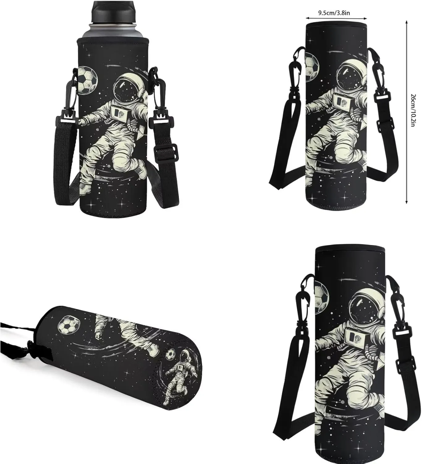 Space Astronaut Backpack for Kids Boys Backpack with Lunch Box Water Bottle Holder and Black Pencil Case 4PCS Set Bookbag with Compartments 17 inch Sturdy School Bag with Side Pocket for Girls