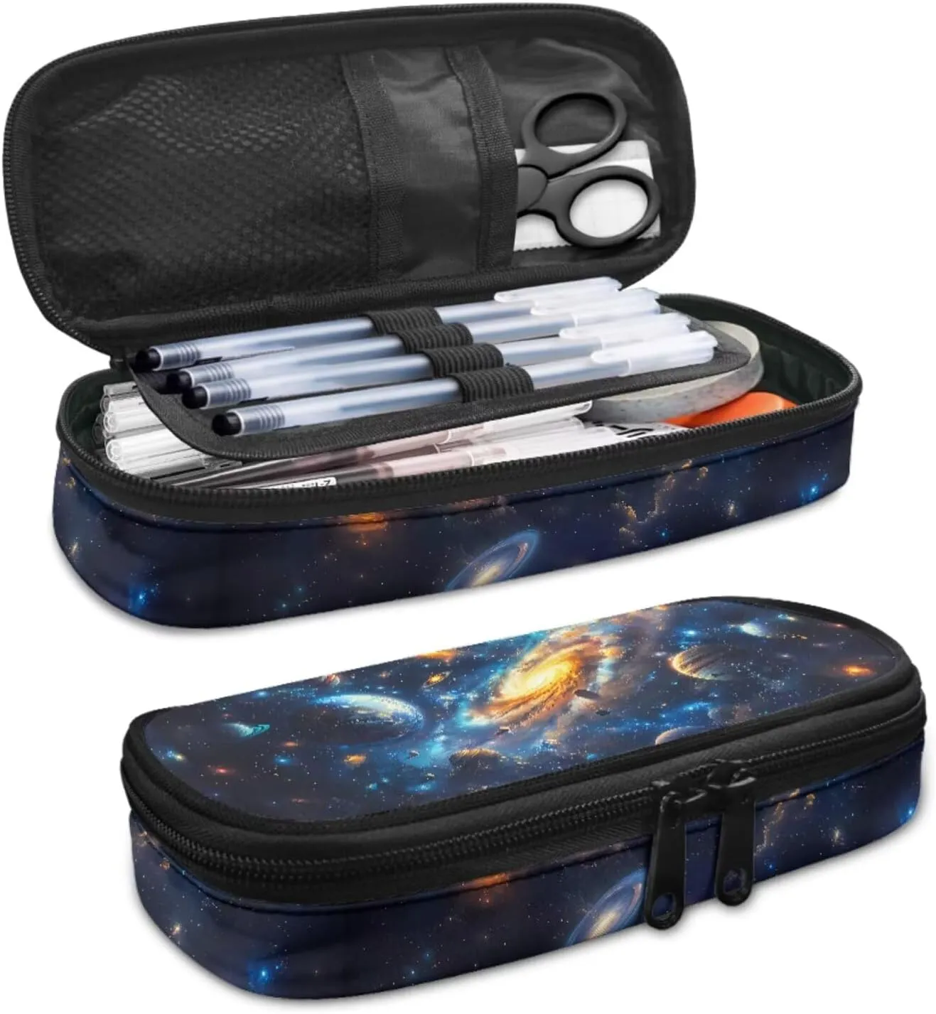 Space Galaxy Backpack for Boys Girls Backpack with Lunch Box and Big Pencil Case 3PCS Set Bookbag with Compartments for School Teens 17 inch Large Capacity School Bag with Side Pocket for Kids