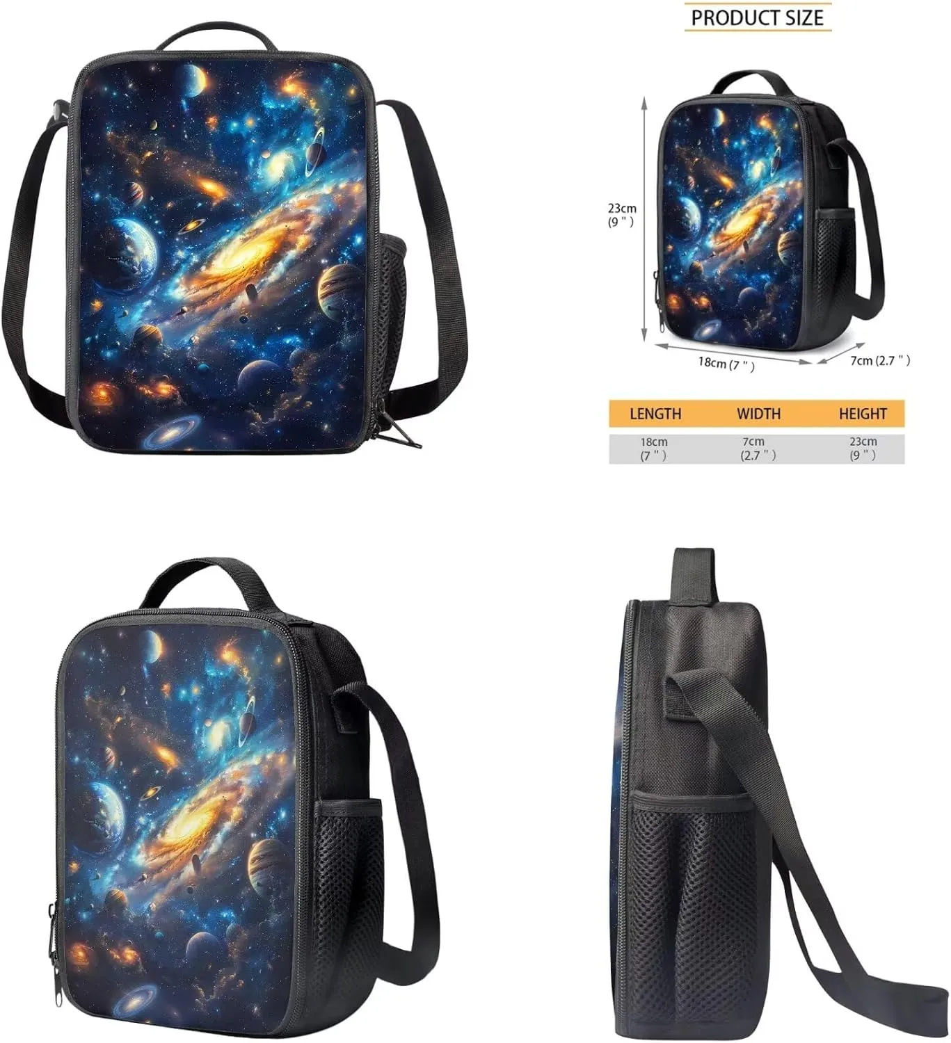 Space Galaxy Backpack for Boys Girls Backpack with Lunch Box and Big Pencil Case 3PCS Set Bookbag with Compartments for School Teens 17 inch Large Capacity School Bag with Side Pocket for Kids