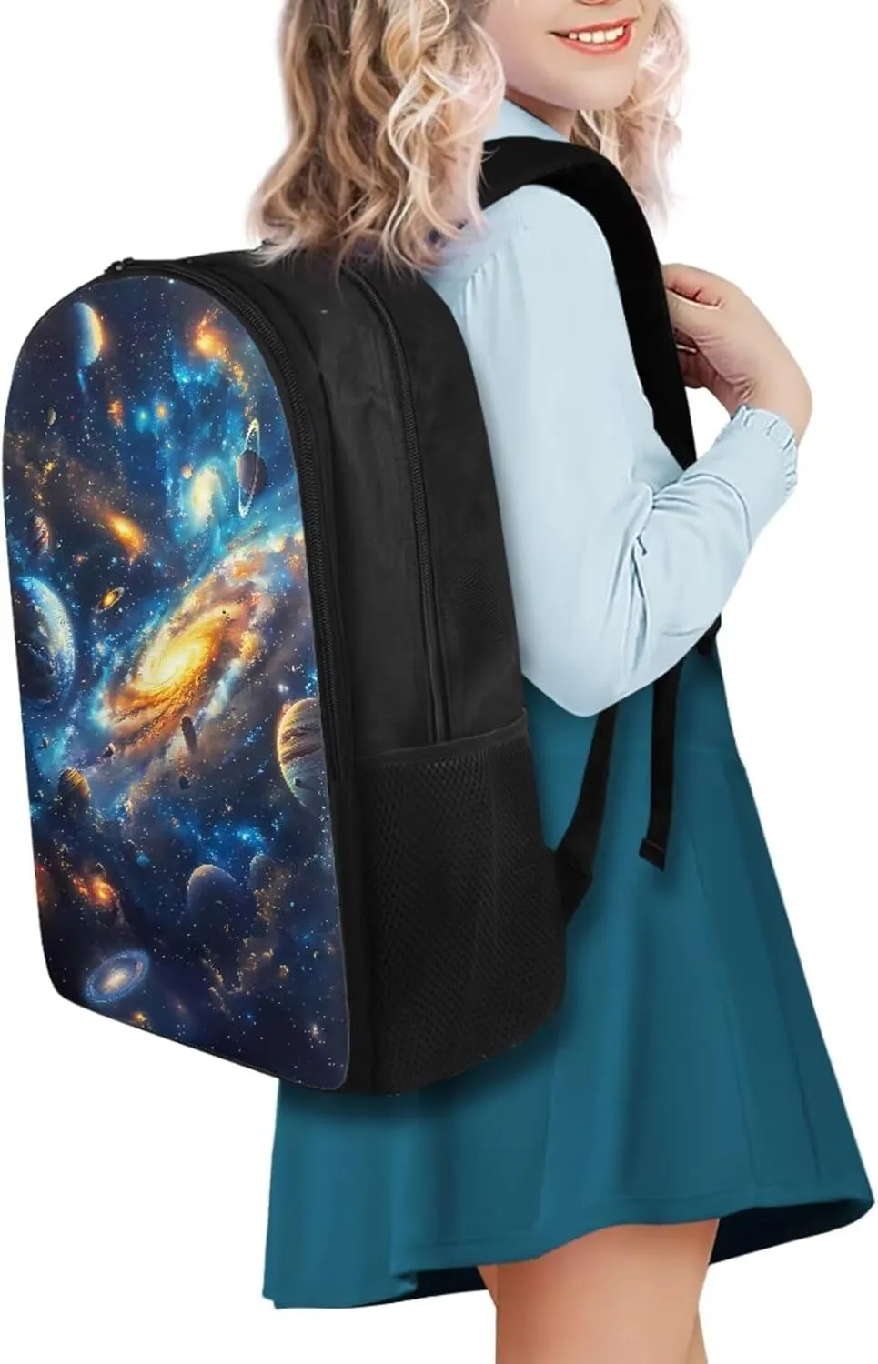 Space Galaxy Backpack for Boys Girls Backpack with Lunch Box and Big Pencil Case 3PCS Set Bookbag with Compartments for School Teens 17 inch Large Capacity School Bag with Side Pocket for Kids