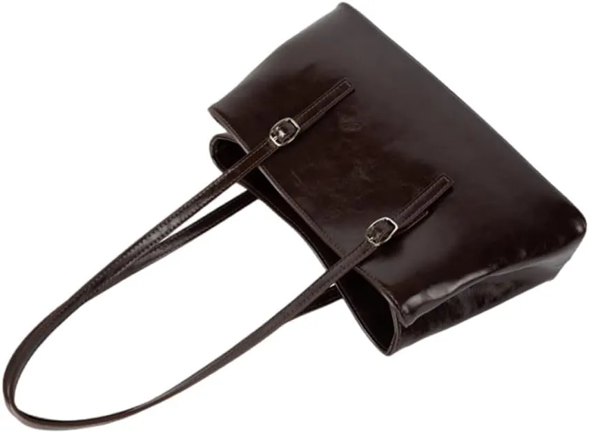Spacious Women's Shoulder Bag Oil Glossy PU Leather Large Capacity Underarm for Women Commuters or Students Handbag