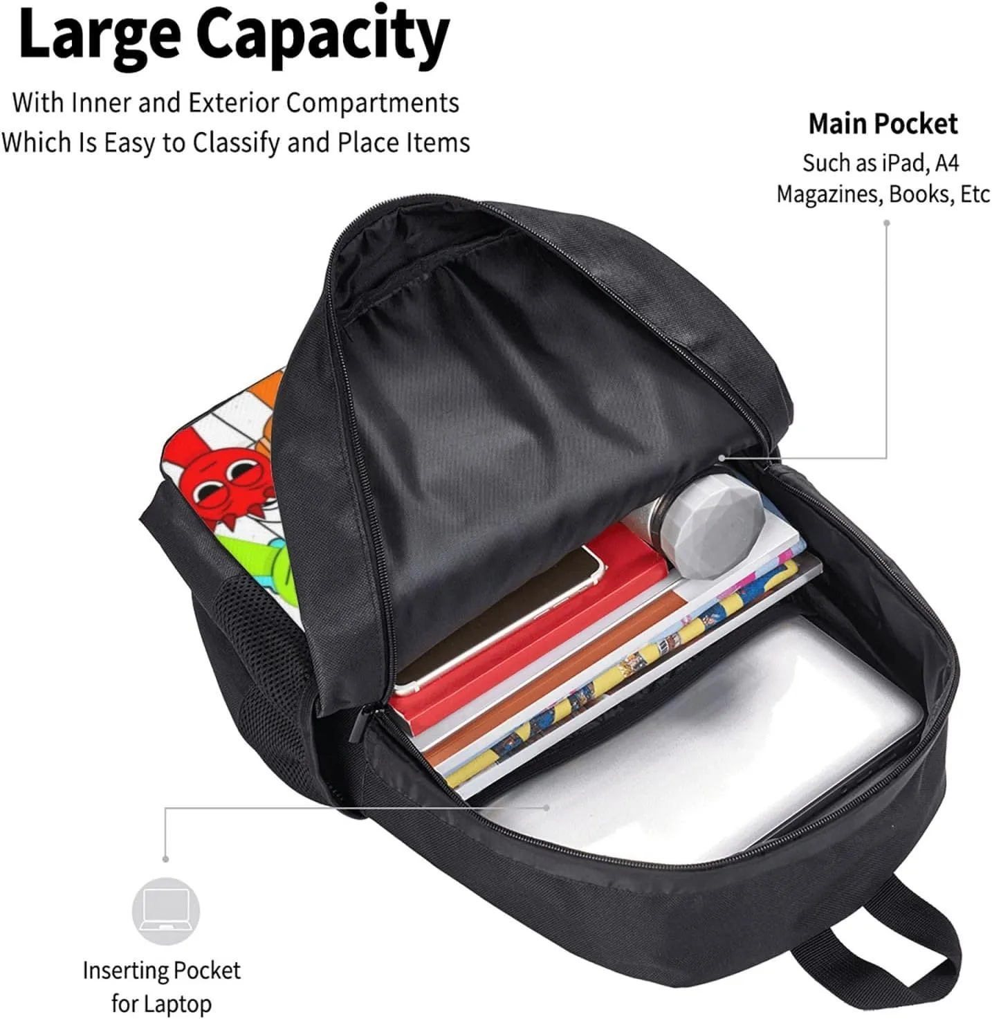 Sprunki Backpack Fashion Casual Travel Bag Classic Print Backpack