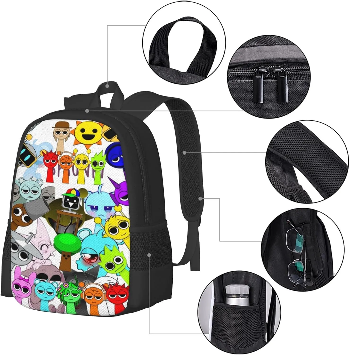 Sprunki Backpack Fashion Casual Travel Bag Classic Print Backpack