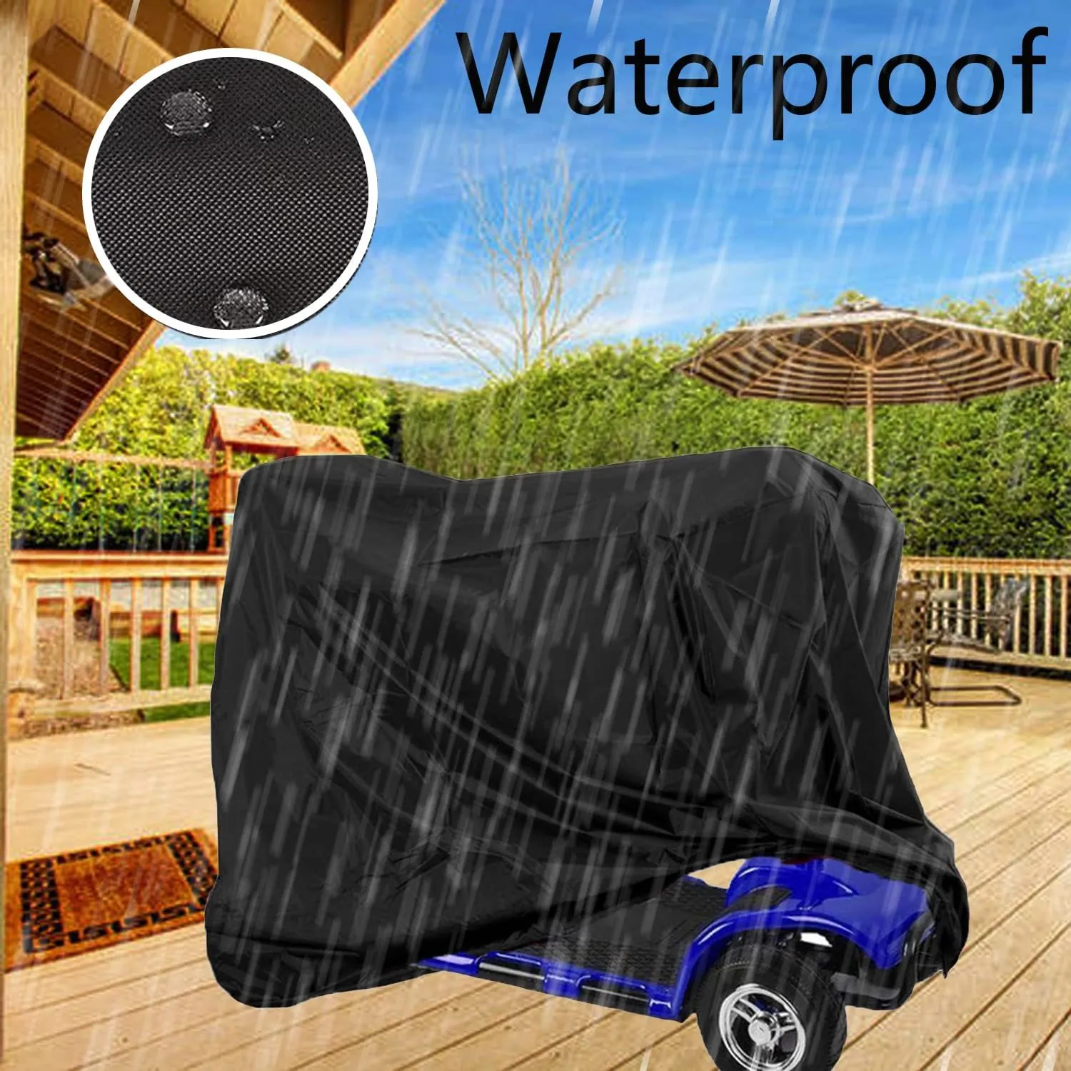 Sqodok Mobility Scooter Storage Cover, 420D Waterproof Wheelchair Cover for Storage, Mobility Scooter Accessories for All-Weather Outdoor Protection Dust Cover, 55" x 26" x 36"