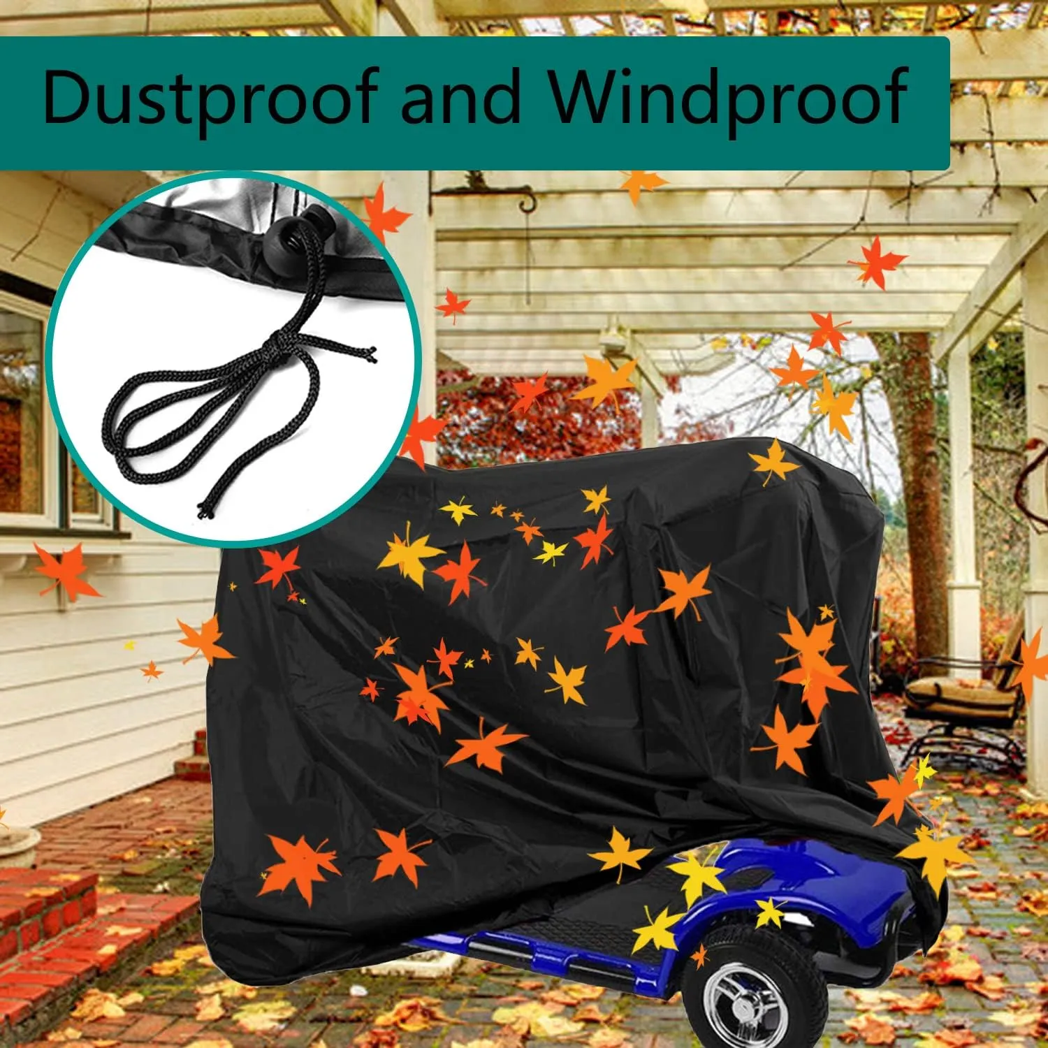 Sqodok Mobility Scooter Storage Cover, 420D Waterproof Wheelchair Cover for Storage, Mobility Scooter Accessories for All-Weather Outdoor Protection Dust Cover, 55" x 26" x 36"