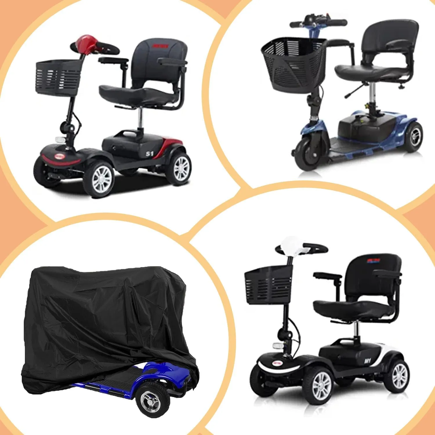 Sqodok Mobility Scooter Storage Cover, 420D Waterproof Wheelchair Cover for Storage, Mobility Scooter Accessories for All-Weather Outdoor Protection Dust Cover, 55" x 26" x 36"