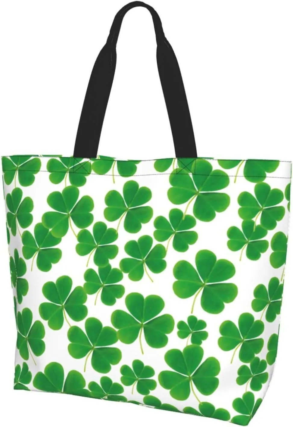 St Patrick's Day Shamrock Tote Bag for Women Men Lucky Clover Reusable Grocery Bags for Work,Picnic,Camping,Travel