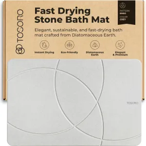 Stone Bath Mat, Diatomaceous Earth Non-Slip Stone Shower Mat - Quick Drying Absorbent Bath Mats for Bathroom - Elegant & Modern Design, Easy to Clean (23.5 x 15) - Grey