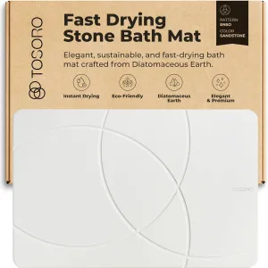 Stone Bath Mat, Diatomaceous Earth Non-Slip Stone Shower Mat - Quick Drying Absorbent Bath Mats for Bathroom - Elegant & Modern Design, Easy to Clean (23.5 x 15) - Sandstone