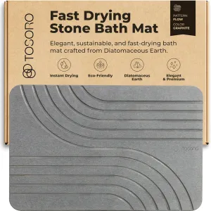 Stone Bath Mat, Diatomaceous Earth Non-Slip Stone Shower Mat - Quick Drying Absorbent Bath Mats for Bathroom - Elegant & Modern Design, Easy to Clean (23.5 x 15)
