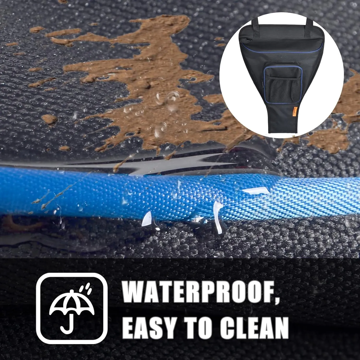Storage Bag Compatible with Polaris RZR XP 1000 Turbo S 900 570 800 (Blue Piping)