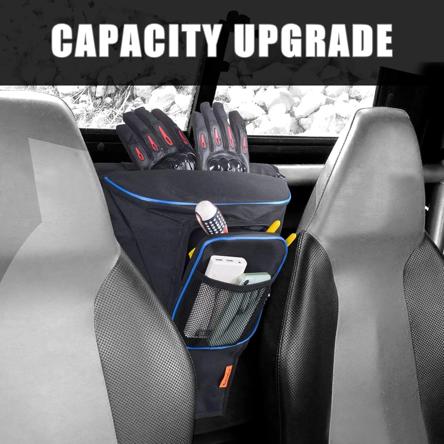 Storage Bag Compatible with Polaris RZR XP 1000 Turbo S 900 570 800 (Blue Piping)