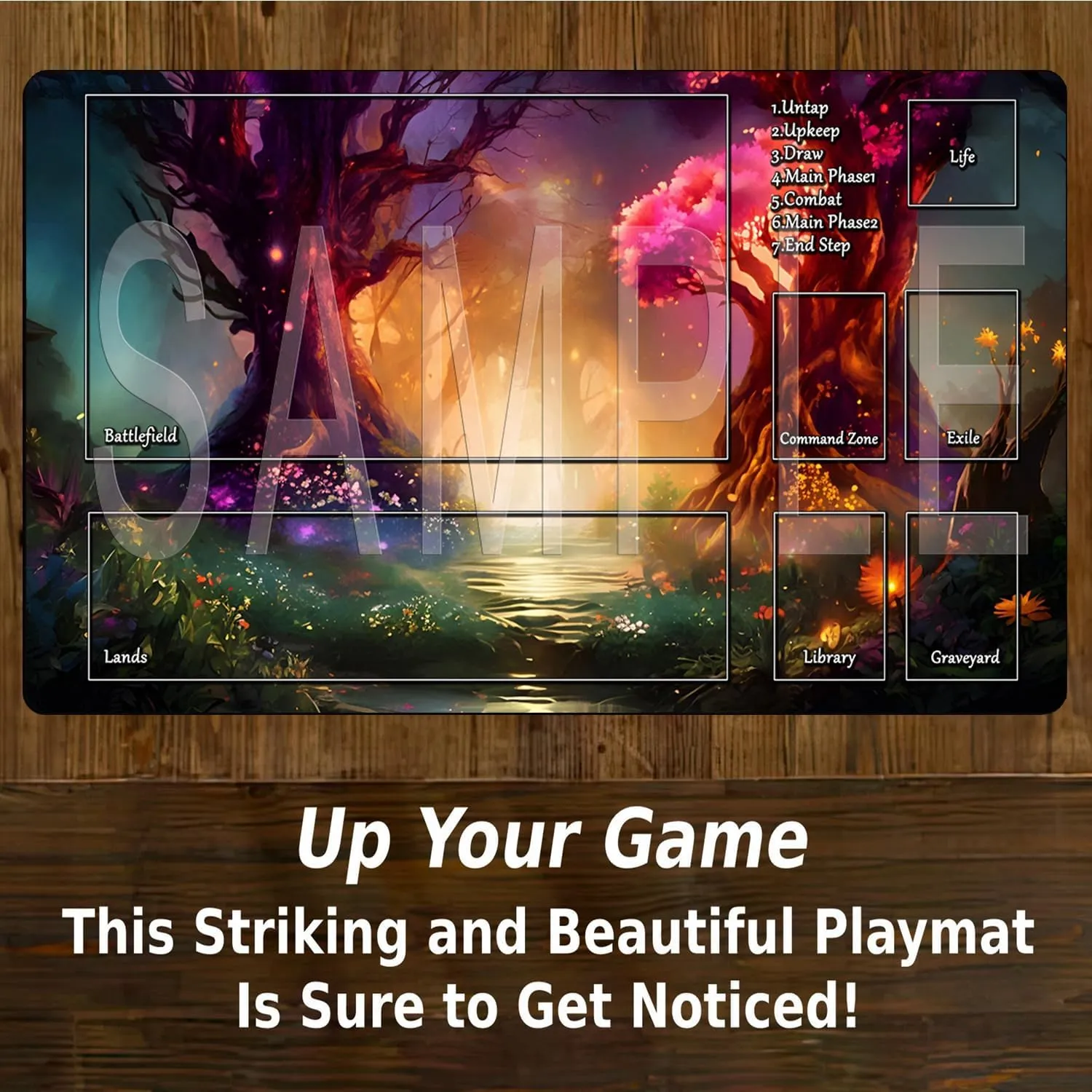 STORKY MTG Playmats, Landscape Board Game Mat with Storage Bag Mouse Pad for MTG DTCG CCG RPG Trading Card MTG Playing Mat with Zones Smooth Rubber Surface Battle 24 x 14 inches