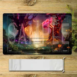STORKY MTG Playmats, Landscape Board Game Mat with Storage Bag Mouse Pad for MTG DTCG CCG RPG Trading Card MTG Playing Mat with Zones Smooth Rubber Surface Battle 24 x 14 inches