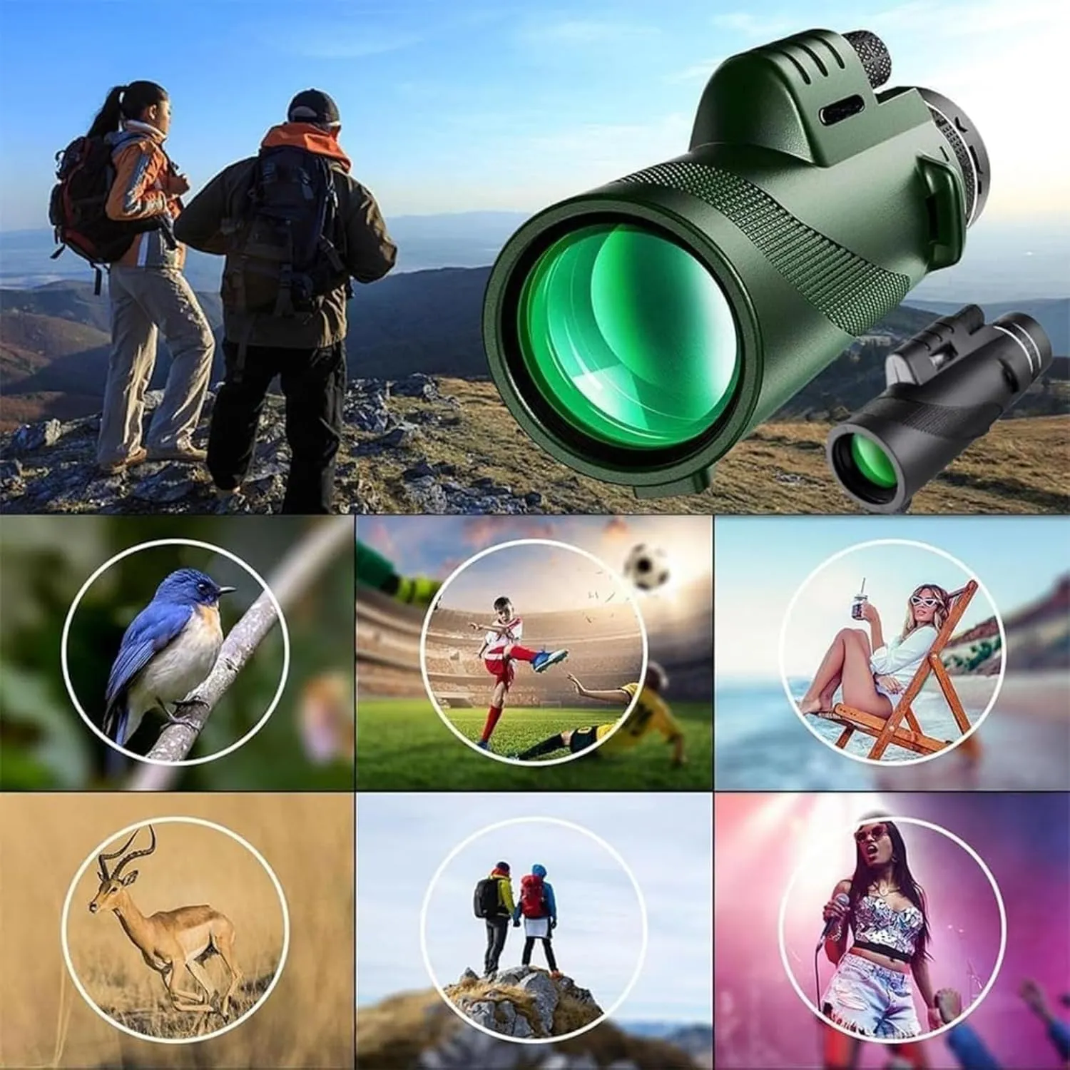 Stscope360 Monocular Telescope - 12x50 High Power BAK4 Prism with Phone Adapter, Waterproof HD Monocular for Bird Watching, Stargazing & Travel(10x42,Green)