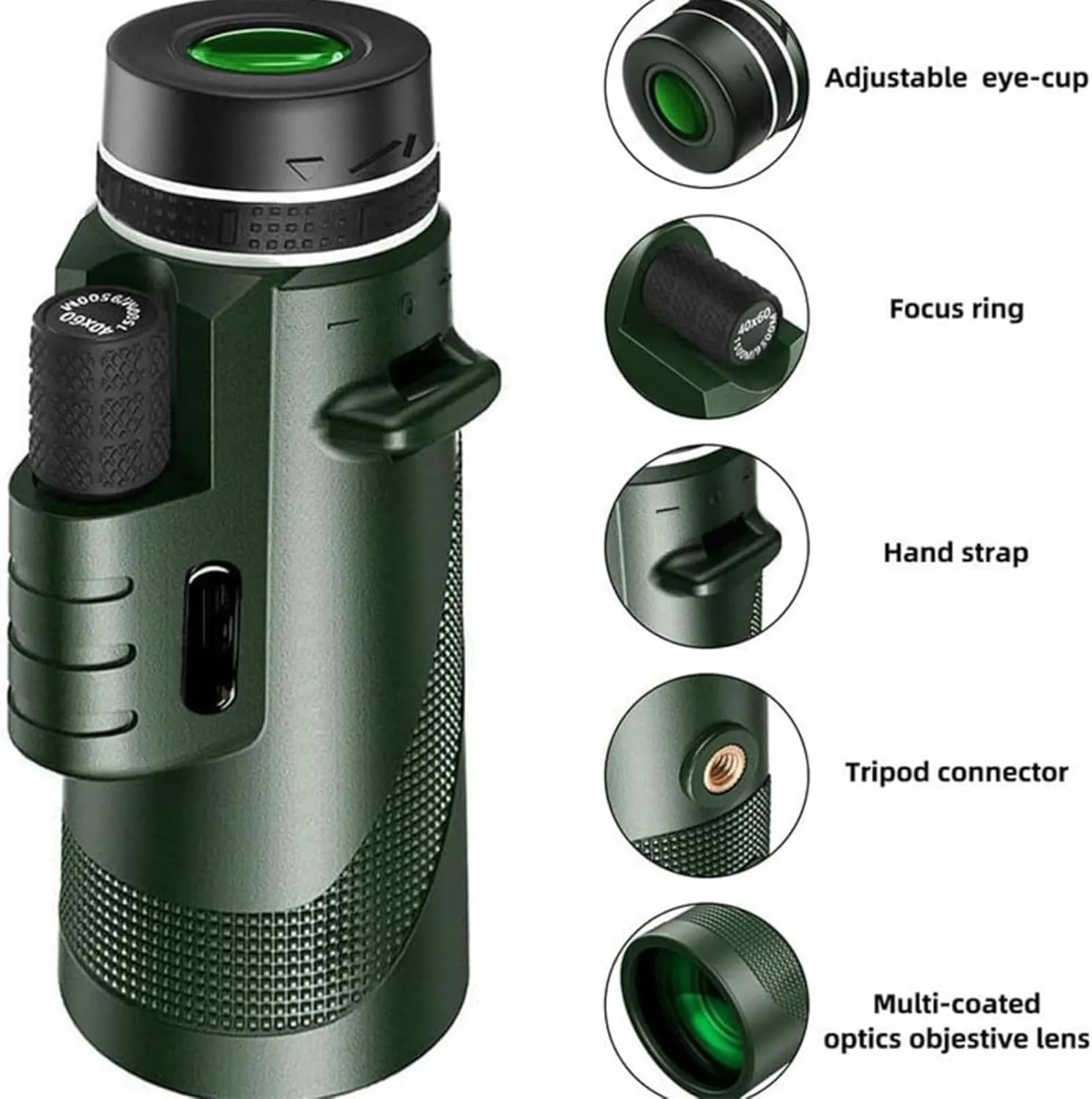 Stscope360 Monocular Telescope - 12x50 High Power BAK4 Prism with Phone Adapter, Waterproof HD Monocular for Bird Watching, Stargazing & Travel(10x42,Green)