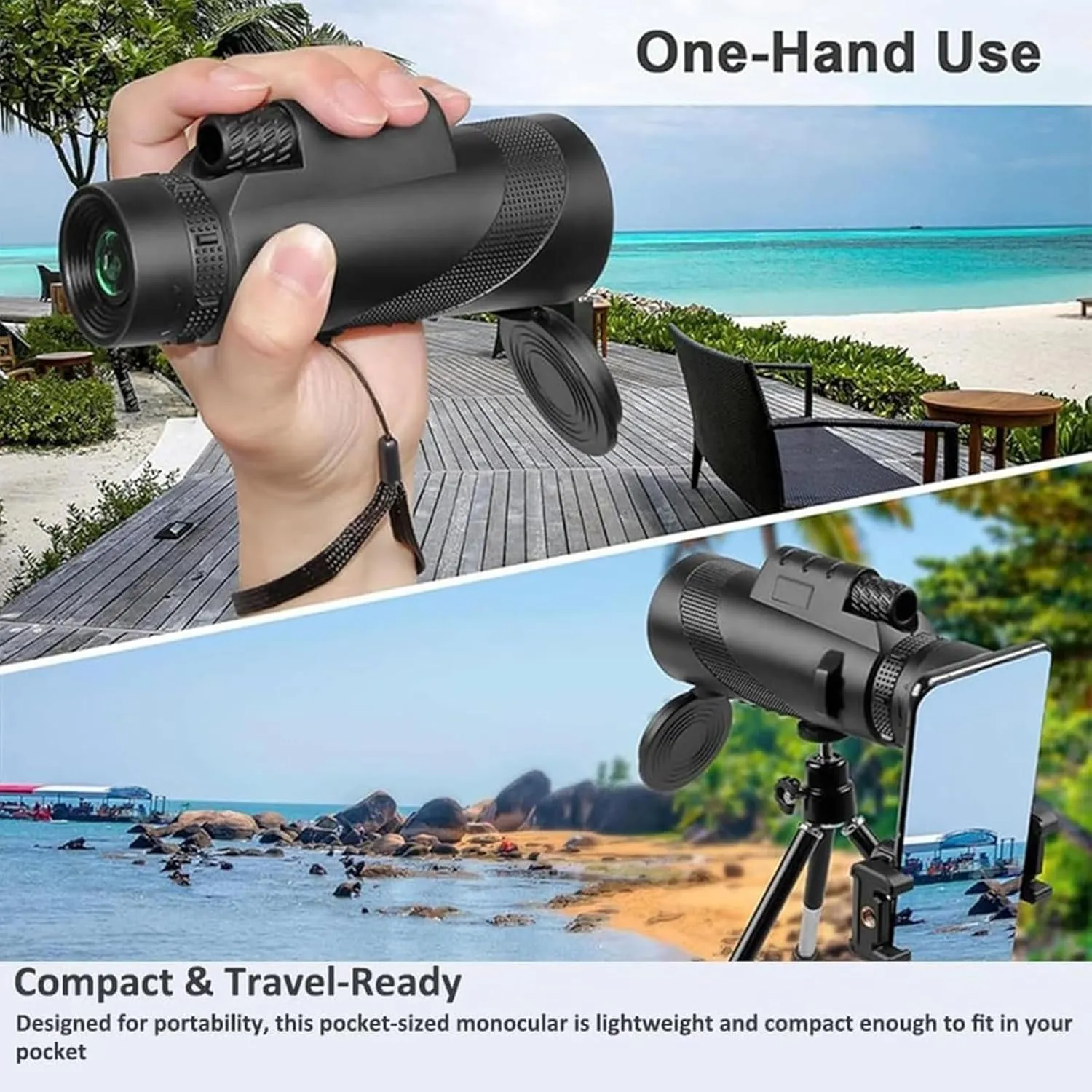 Stscope360 Monocular Telescope - 12x50 High Power BAK4 Prism with Phone Adapter, Waterproof HD Monocular for Bird Watching, Stargazing & Travel(10x42,Green)