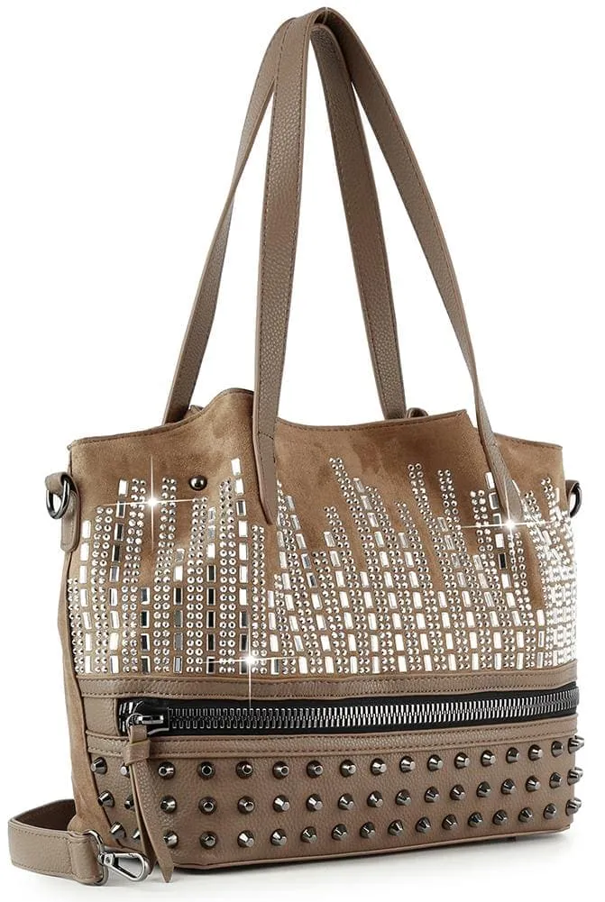 Stud and Stone Tote Handbag