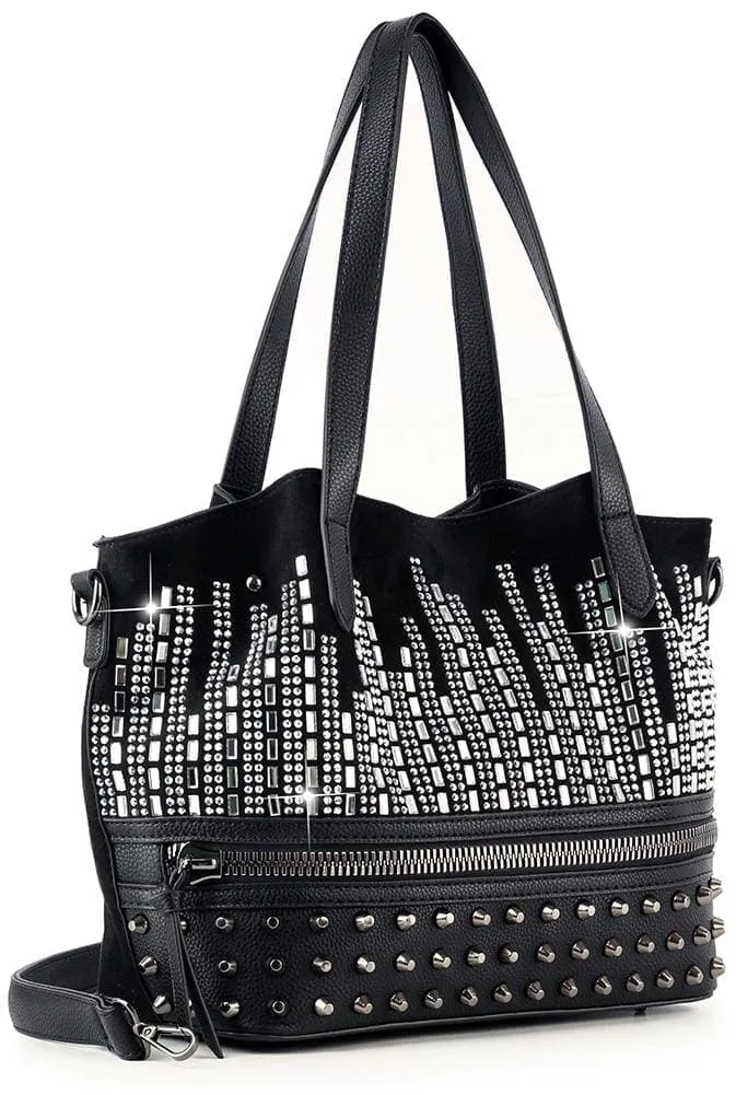 Stud and Stone Tote Handbag