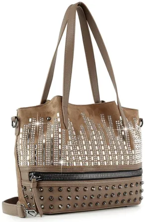 Stud and Stone Tote Handbag