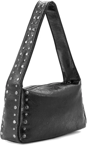 Studded Purse Y2k Purses For Women Black Shoulder Crossbody Bag Cute Trendy Vegan Leather Handbag