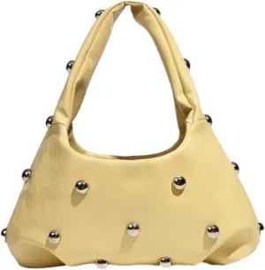 Studded Purses Crescent Shoulder Bag for Women Y2K Crescent Shaped Leather Bag Hobo Handbag Soft Leather Satchel Purse
