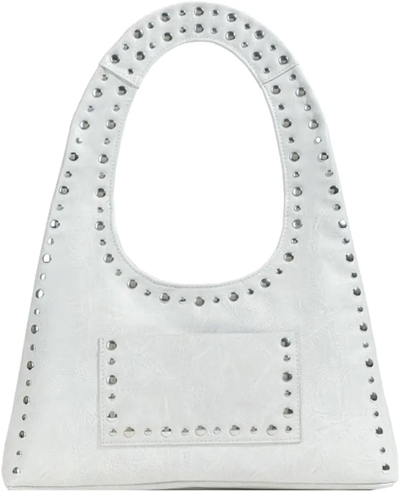 Studded Purses for Women Vegan Leather Handbag Vintage Y2K Tote Purse Stud Crescent Shoulder Bag Underarm Bag 2025