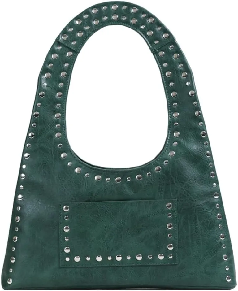 Studded Purses for Women Vegan Leather Handbag Vintage Y2K Tote Purse Stud Crescent Shoulder Bag Underarm Bag 2025