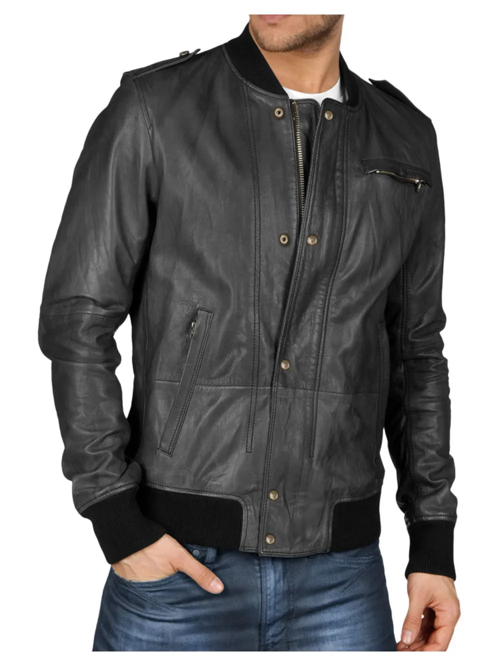 Studded Style Zip Leather Jacket