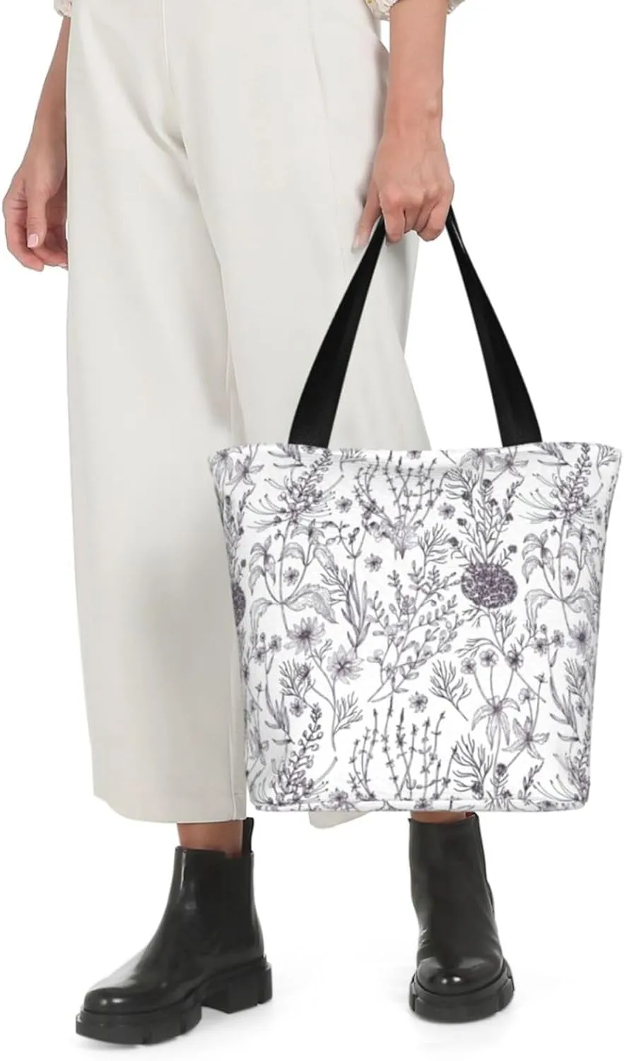 Stylish And Durable Flowering Herbs And Herbaceous Plants Shoulder Bag - Full Print, Large Capacity
