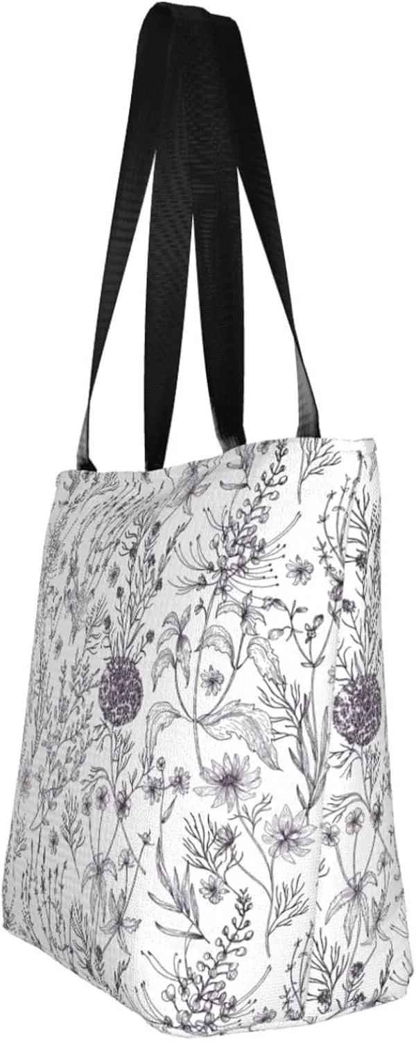 Stylish And Durable Flowering Herbs And Herbaceous Plants Shoulder Bag - Full Print, Large Capacity