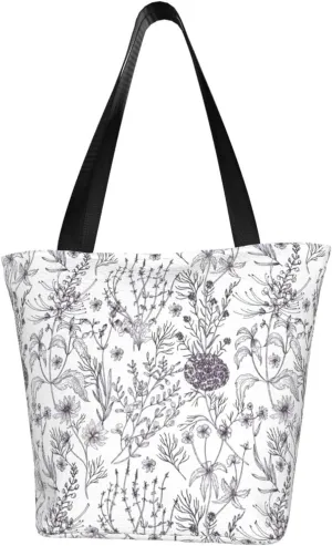 Stylish And Durable Flowering Herbs And Herbaceous Plants Shoulder Bag - Full Print, Large Capacity
