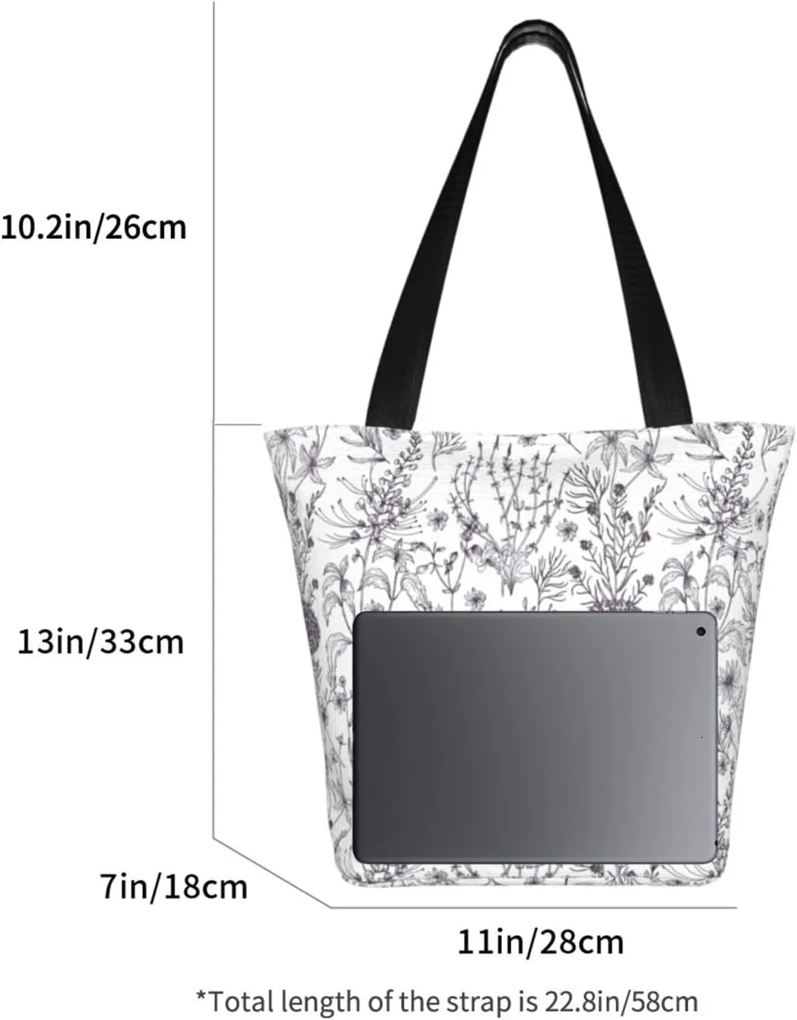 Stylish And Durable Flowering Herbs And Herbaceous Plants Shoulder Bag - Full Print, Large Capacity