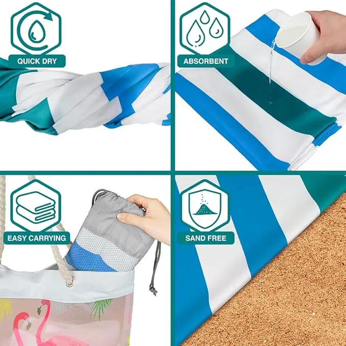 SUN CUBE Microfiber Beach Towel, Quick Dry Sand Free Beach Towel, Lightweight, Compact for Travel Swim Sports Camping, Packable Sand Resistant Towel Adult, Blue 60x30 Inches