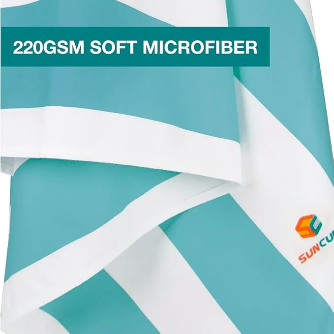 SUN CUBE Microfiber Beach Towel, Quick Dry Sand Free Beach Towel, Lightweight, Compact for Travel Swim Sports Camping, Packable Sand Resistant Towel Adult - Light Blue 78x35 Inches