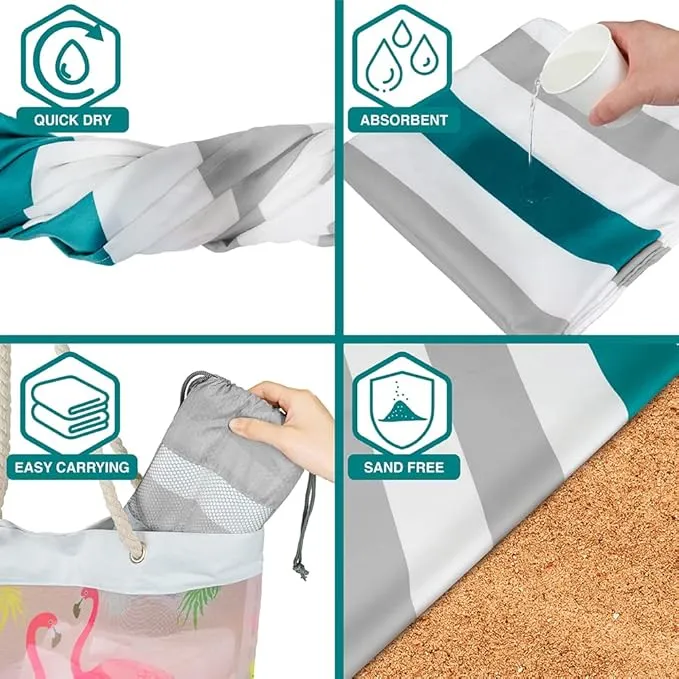 SUN CUBE Microfiber Beach Towel, Quick Dry Sand Free Beach Towel, Lightweight, Compact for Travel Swim Sports Camping, Packable Sand Resistant Towel Adult - Light Grey 78x35 Inches