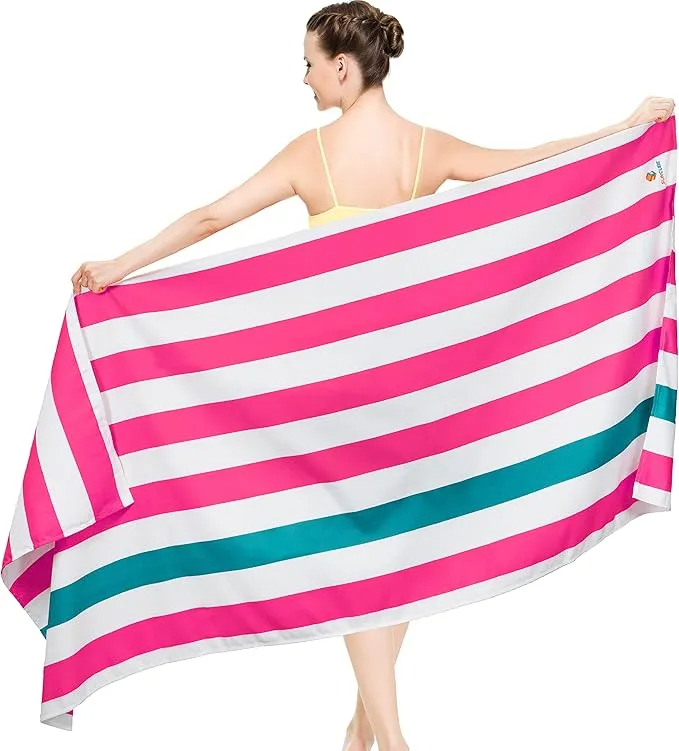SUN CUBE Microfiber Beach Towel, Quick Dry Sand Free Beach Towel, Lightweight, Compact for Travel Swim Sports Camping, Packable Sand Resistant Towel Adult, Pink 60x30 Inches
