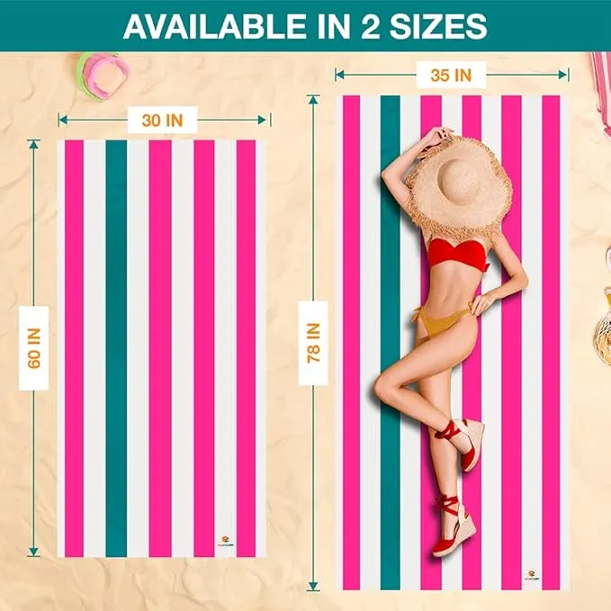 SUN CUBE Microfiber Beach Towel, Quick Dry Sand Free Beach Towel, Lightweight, Compact for Travel Swim Sports Camping, Packable Sand Resistant Towel Adult, Pink 60x30 Inches