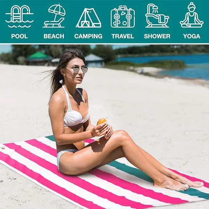 SUN CUBE Microfiber Beach Towel, Quick Dry Sand Free Beach Towel, Lightweight, Compact for Travel Swim Sports Camping, Packable Sand Resistant Towel Adult, Pink 60x30 Inches