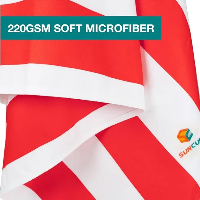 SUN CUBE Microfiber Beach Towel, Quick Dry Sand Free Beach Towel, Lightweight, Compact for Travel Swim Sports Camping, Packable Sand Resistant Towel Adult, Red 60x30 Inches