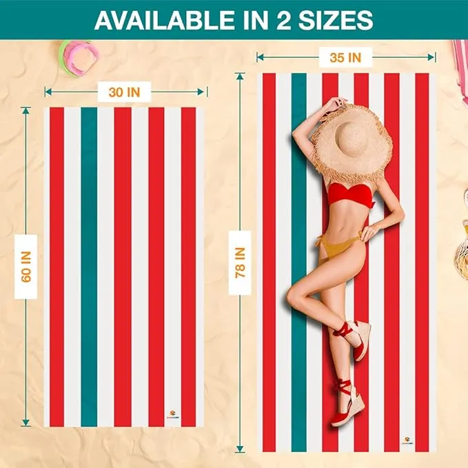 SUN CUBE Microfiber Beach Towel, Quick Dry Sand Free Beach Towel, Lightweight, Compact for Travel Swim Sports Camping, Packable Sand Resistant Towel Adult, Red 60x30 Inches