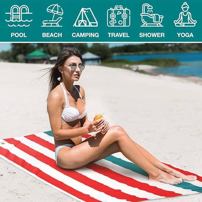 SUN CUBE Microfiber Beach Towel, Quick Dry Sand Free Beach Towel, Lightweight, Compact for Travel Swim Sports Camping, Packable Sand Resistant Towel Adult, Red 60x30 Inches