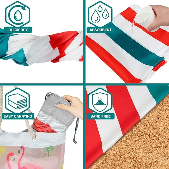 SUN CUBE Microfiber Beach Towel, Quick Dry Sand Free Beach Towel, Lightweight, Compact for Travel Swim Sports Camping, Packable Sand Resistant Towel Adult, Red 60x30 Inches